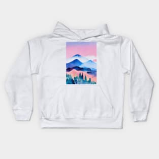 Watercolor mountains landscape 1 Kids Hoodie